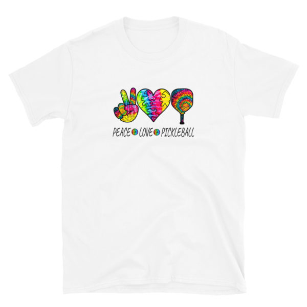 Click to buy Peace Love and Pickleball Unisex Tee